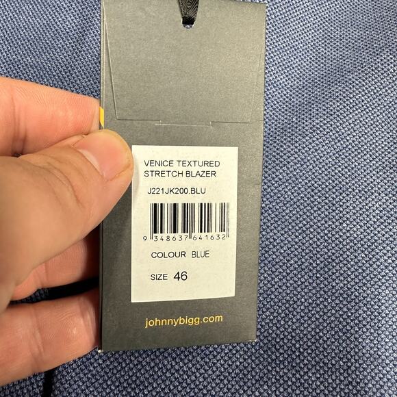 Johnny Bigg Men's Blue Venice Textured Stretch Blazer Size 46 NWT J221JK200 - Picture 11 of 15